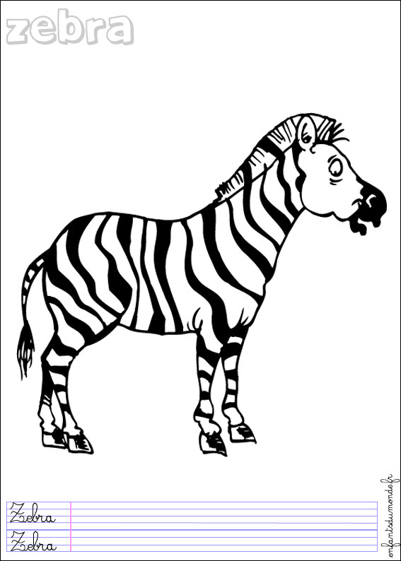 coloriage zebre 2 .. Coloriages Animaux de la jungle en italien